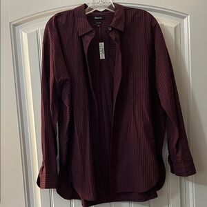 Madewell Deep Red Striped Button-Down Shirt